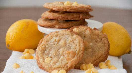 Lemon White Chocolate Chip Cookies are chewy citrus lemon sugar cookies with sweet white chocolate chips.